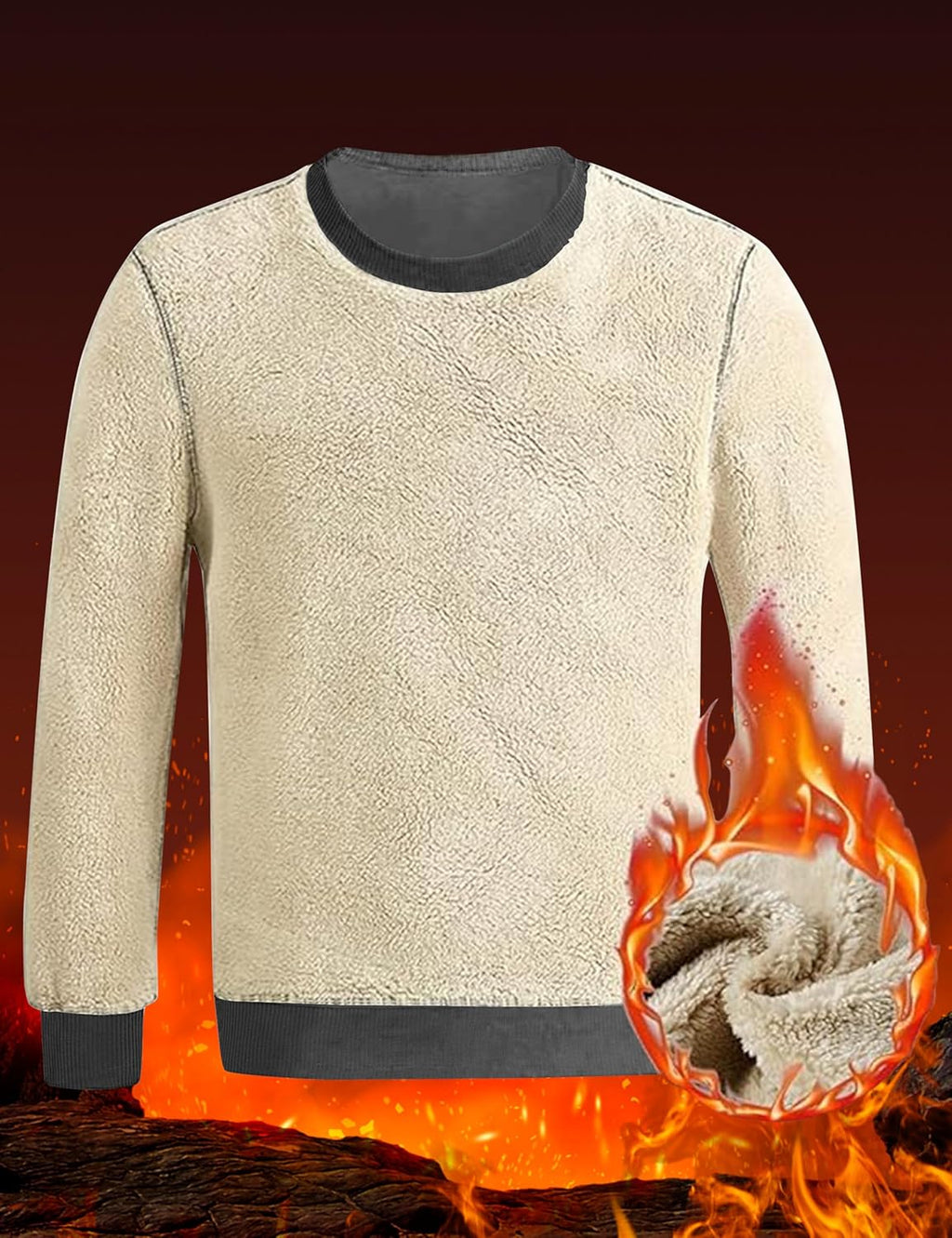 Men'S Fleece Sweatshirts Thermal Crewneck Sweatshirt Winter Warm Sherpa Lined Pullover Shirt