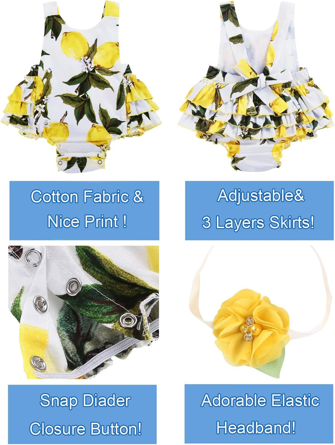 Baby Girl'S Floral Print Ruffles Romper Summer Clothes