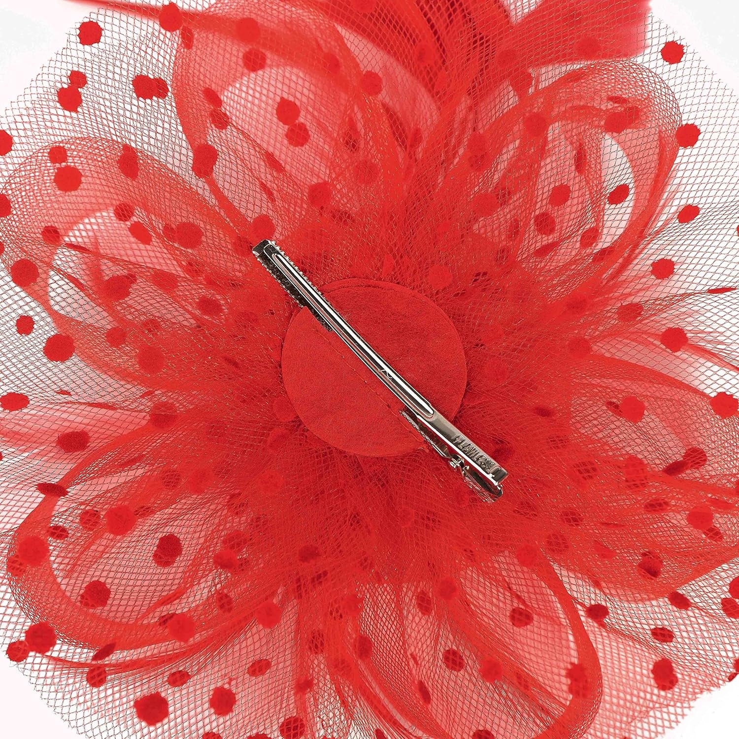 Red Fascinators Hat for Women Tea Party Headband Kentucky Derby Wedding Cocktail Flower Mesh Feathers Hair Clip