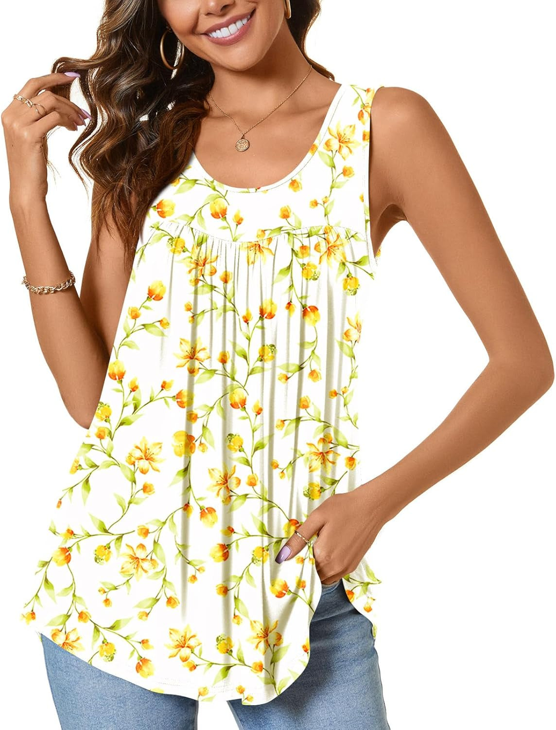 Women'S 2025 Summer Sleeveless Tank Vest Casual Ruffle Tunic Top Loose Comfy Blouse Tshirts