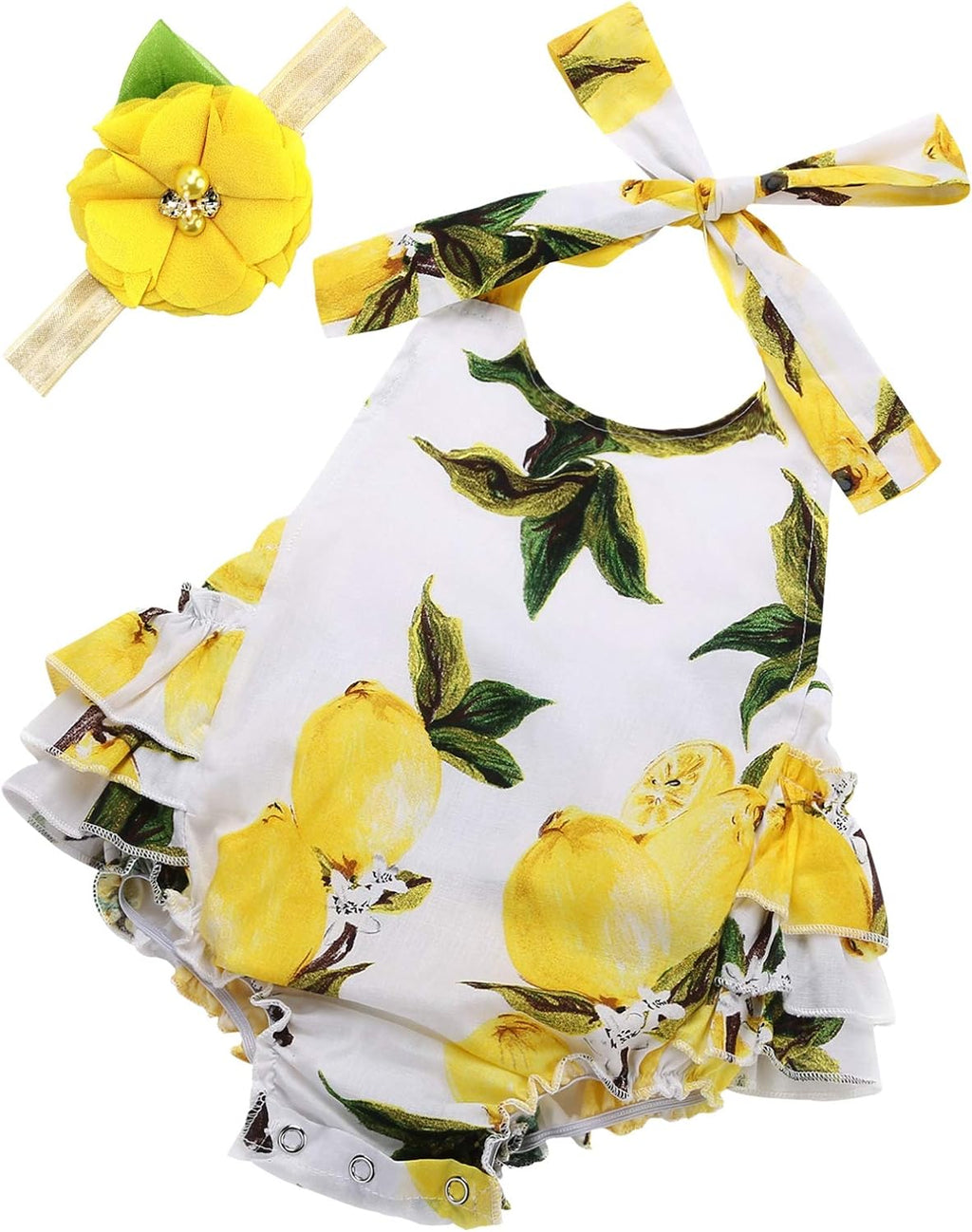 Baby Girl'S Floral Print Ruffles Romper Summer Clothes