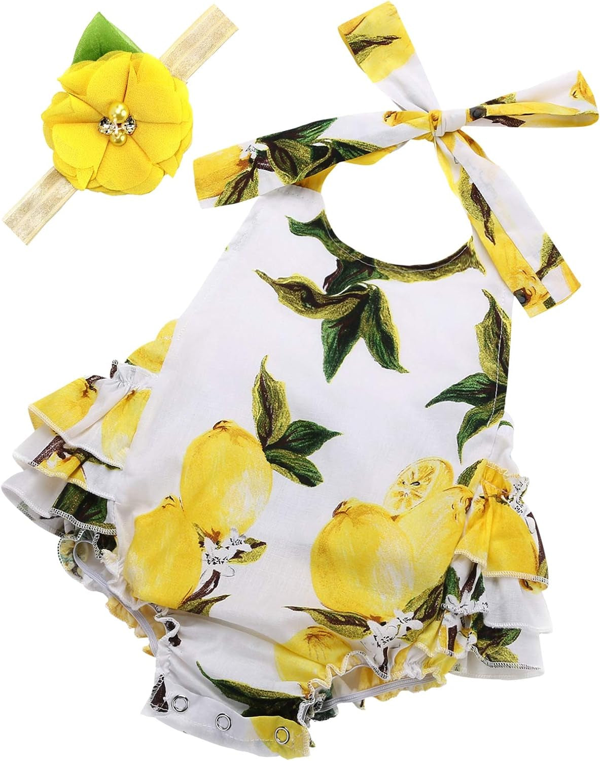 Baby Girl'S Floral Print Ruffles Romper Summer Clothes